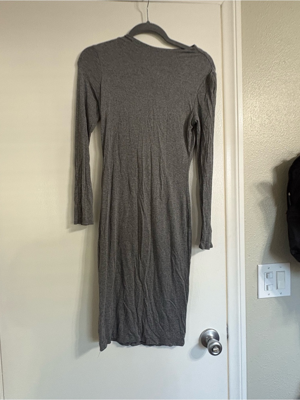 Poetry Gray Long Sleeve Midi Knit Dress